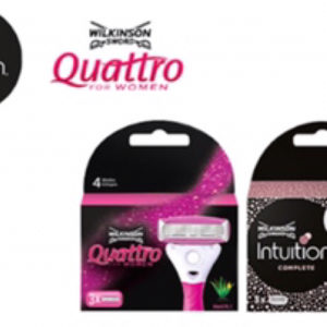 gratis Wilkinson Sword Rasierer Intuitition Sensitive Touch  und Klingen quattro intuition 3 bei dm und Scondoo