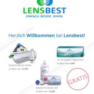 gratis Kontaktlinsen oder Brillenzubehör bei Lensbest zu Bestellung