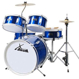 XDrum Junior Kinder Schlagzeug Drumset (geeignet von 5-9 Jahren, mit viel Zubehör, Schule, DVD) Blau für 96€ (Amazon)