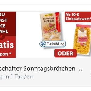 Gratis Brötchen oder Nudeln bei Lidl ab 10 € Einkauf