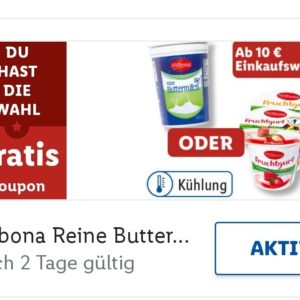Gratis Buttermilch oder Joghurt bei Lidl ab 10 € Einkauf