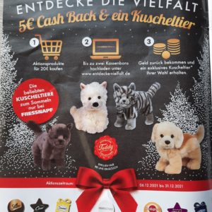 5 € Cashback und ein Kuscheltier bei Kauf von Aktionsprodukte in Höhe von 20 €