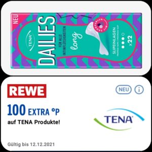 Tena Dailies &#034;gratis&#034; testen Dank Cashback & Payback- ggf. personalisiert