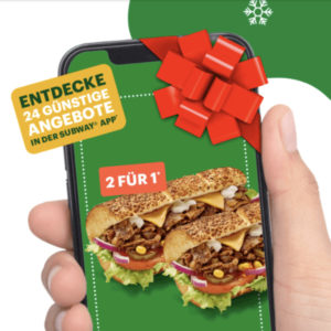 Subway: Subventskalender 2021 - heute: 15cm Sub deiner Wahl + das 2. gratis dazu