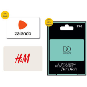 Geschenkkarten von Zalando, H&M und Douglas bei REWE Kartenwelt