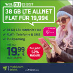 *Endet um 20 Uhr!* ✌️ 38GB Telekom LTE für 19,99€/Monat (VoLTE / WiFi Calling / eSIM) - md green Telekom
