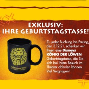 15-20% Rabatt &#043; Gratis-Tasse auf &#034;König der Löwen&#034;-Tickets