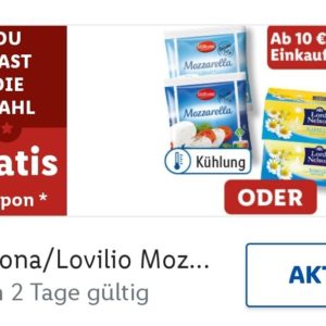 Gratis Mozzarella oder Tee bei Lidl ab 10 € Einkauf