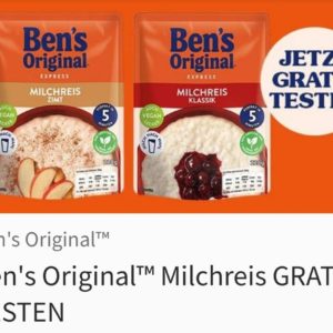 Ben's Original Milchreis Gratis *Coupies*