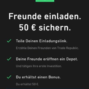 Trade Republic: 50€ in Bitcoins geschenkt (Freunde werben) für GRATIS-Depot