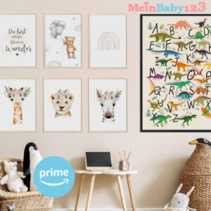 🐯 🦒 🦉 Niedliche Tier- &amp; Lernposter von MeinBaby123 ab 9,90€