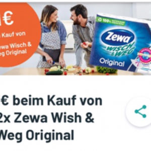 1x 1€ Cashback auf 2x Zewa Wisch & Weg Küchenrolle 4er Packung