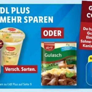 Gratis Sahne Pudding oder Kania Fix Gulasch bei Lidl ab 10€ EKW
