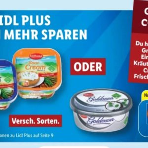Gratis Kräuterquark, Sour Cream oder Frischkäse bei Lidl ab 10 € Einkauf über die App