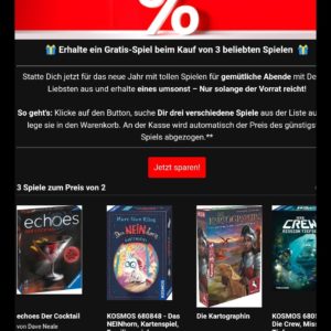 Bol.de: ein Spiel gratis beim Kauf von 3 beliebten (Gesellschafts-)Spielen