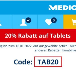 20% Rabatt auf Medion Tablets