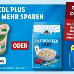 Gratis cremiger Joghurt oder Haferflocken ab 10€ EKW mit Lidl Plus