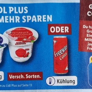 Gratis Milbona Fruchtjoghurt oder Freeway Cola bei Lidl ab 10 € Einkauf mit der App