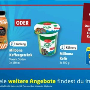 Gratis Milbona Kaffeegetränk oder Milbona Kefir ab 10€ EKW mit Lidl Plus