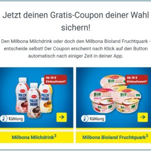 Ein Gratis Milbona Milchdrink oder Fruchtquark in der Lidl-App für alle Newsletter-Abbonenten ab 10€