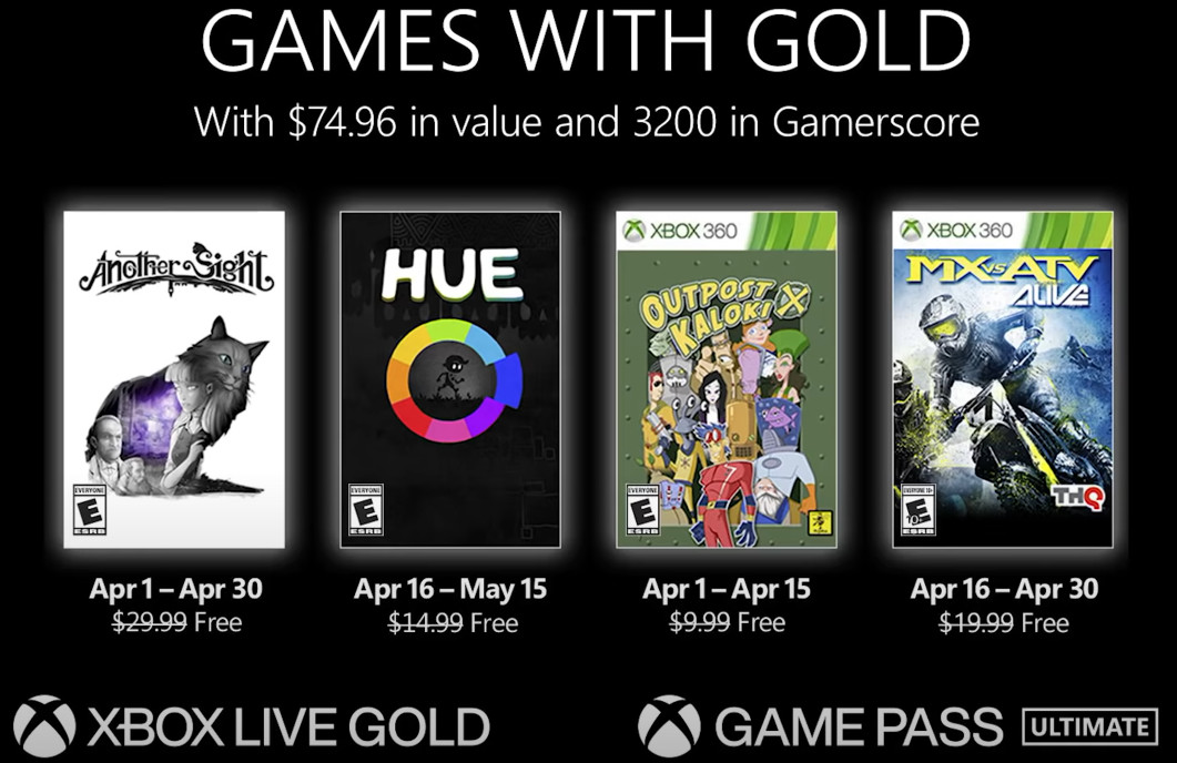Xbox Games with Gold April 2022