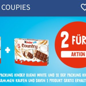 2 für 1 Aktion Kinder Country und bueno white bei Coupies