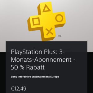 Playstation Plus 3 Monate für 12,49€ statt 24,99€
