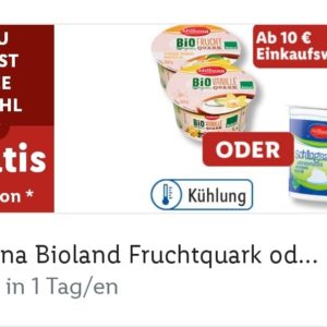 Gratis Bio Quark oder Schlagsahne mit der Lidl App ab 10 € Einkauf