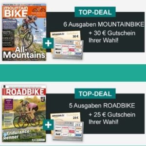 🚵‍♀️ Halbjahresabos 👉 5x RoadBIKE für 27,45€ + 25€ Prämie // 6x MountainBIKE für 32,45€ + 30€ Prämie