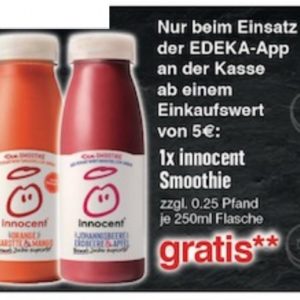 GRATIS „*innocent Smoothie* je 250ml Flasche“ mit Edeka-App bei Edeka Südbayern vom 21.-26.03.22 ab 5€ Einkauf
