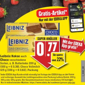 GRATIS Leibniz Kekse auch Choco verschiedene Sorten bei Edeka-Südwest mit Edeka-App vom 14.-19.03.22 ab 5€ Einkauf