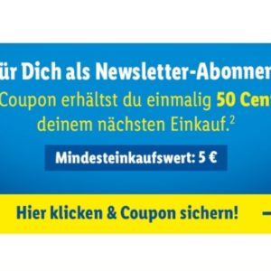 50 Cent Rabatt ab 5 € Einkauf mit der Lidl App für Newsletter-Abonnenten