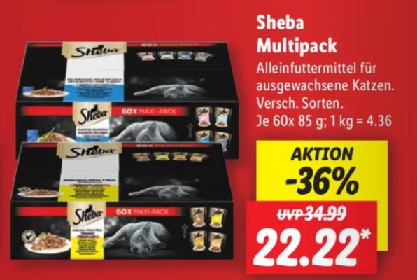 Sheba für 22,22€ bei Lidl