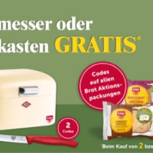 Brotmesser oder Brotkasten gratis für Einkaufscodes Schär glutenfrei