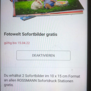 Rossmann App 2 Fotowelt Sofortbilder gratis