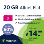 Letzte Chance 📲 20GB LTE Telekom Allnet für 14,99€/Monat + 0,00€ AG - freenet Telekom green LTE