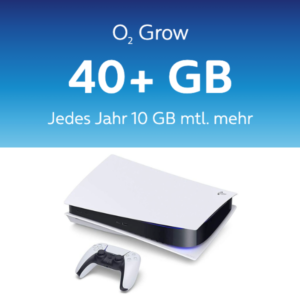 🔵 Sony PS 5 für 1€ + 40GB (+) LTE & 5G Allnet für 34,99€/Monat + 100€ Wechselbonus (PlayStation 5 inkl. o2 Grow Handytarif / jedes Jahr 10GB mehr / bis zu 10 SIM-Karten)