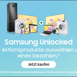 Endet ⏰ Samsung Unlocked: 2 Aktionsprodukte auswählen & nur 1 zahlen, z.B. 85'' QLED 4k für 2.499€ + GRATIS 43'' Crystal UHD 4K