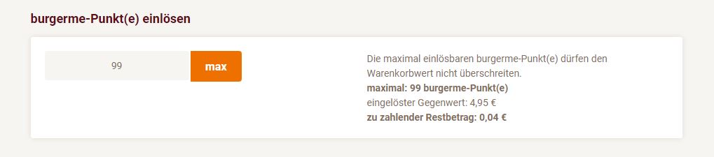burgerme-Bonuspunkte einlösen