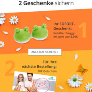 gratis Froschbox und 20€ Gutschein Zugabe Lensbest Kontaktlinsen Brille