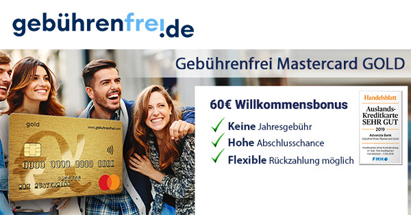 💳 60€ Prämie für die gebührenfreie Mastercard Gold mit gratis