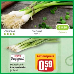 Lauchzwiebeln diese Woche bei Rewe für 0,29 ct - Dank Marktguru