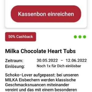 50 % Cashback auf MILKA CHOCOLATE HEART TUBS