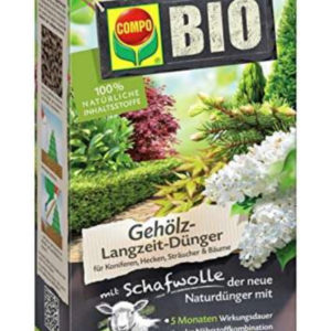 Compo BIO Gehölz-Langzeit-Dünger mit Schafwolle für Koniferen, Hecken, Sträucher & Bäume 2kg( Amazon Prime)