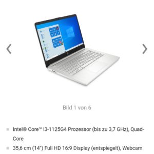 HP Notebook 14" i3, 8GB Ram, 256GB SSD für nur €299 statt €579