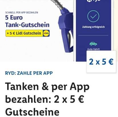 GRATIS 2 x 5€ Gutscheine für Ryd + Lidl mit Lidl-App für Neukunden