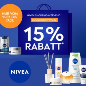 🌞 Nivea Shopping Weekend - 15% Rabatt auf das gesamte Sortiment