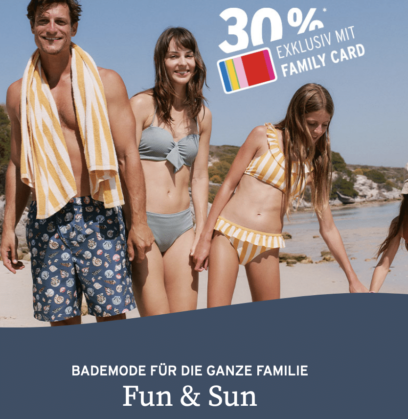 Thumbnail Ernsting's Family: 30% auf Bademode &amp; Badeaccessoires - Damen, Herren &amp; Kinder