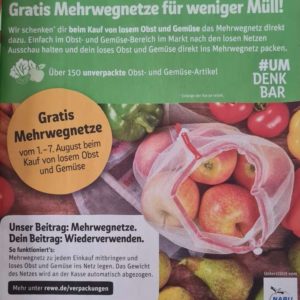 Gratis Mehrwegnetz beim Kauf von losem Obst und Gemüse vom 01.-07.08.22 bei Rewe