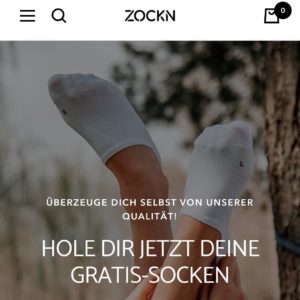 GRATIS Paar Sneaker-Socken oder Füßlinge bei Zockn für Newsletteranmeldung